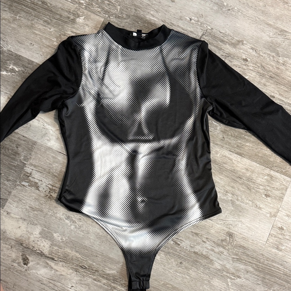 Black and White Long Sleeve Bodysuit